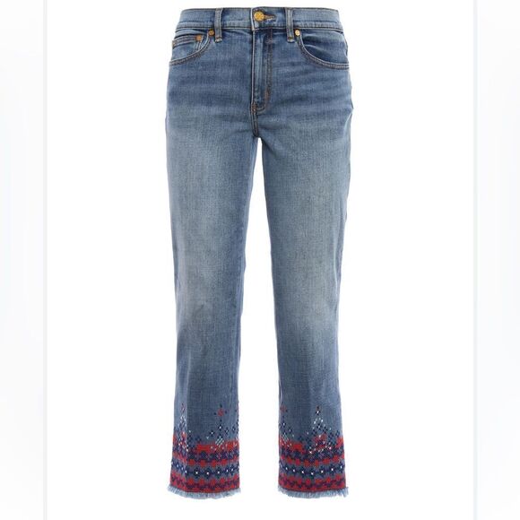 Tory Burch Myeres Embroidered Jeans - Picture 1 of 6